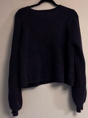 Womens Navy/Purple  Knit Crewneck Sweater